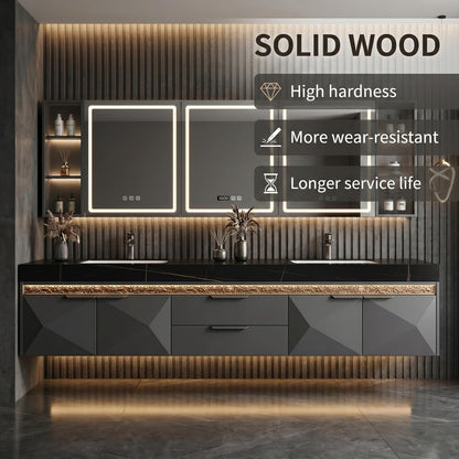 60‘’-96‘’Luxurious Floating Double Sink Vanity