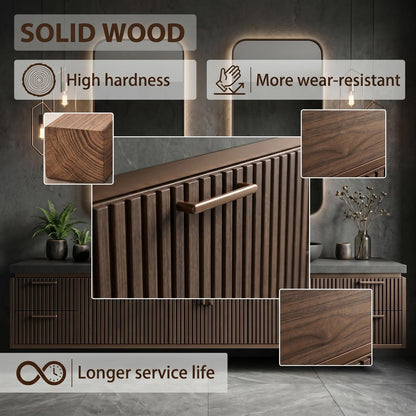 60''-96'' Luxurious Bathroom Vanity with Sink with Brown Stripe Design