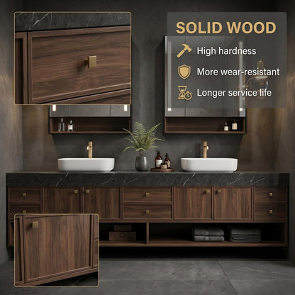 68''-96'' Modern Floating Vanity with Dark Walnut Finish