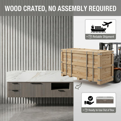 68“-96”Double Sink Vanity with Vertical Slatted Front