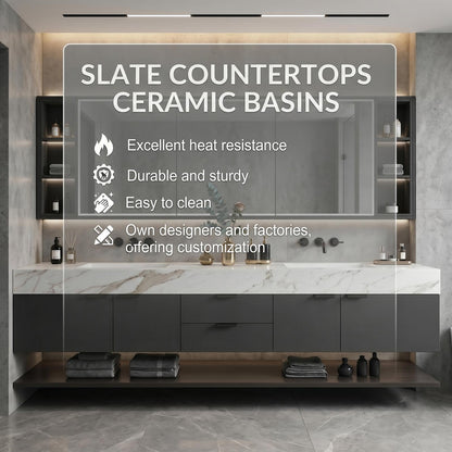 60''-96''Bathroom Vanity with Sink  Modern Floating Vanity with Sink for Dual Basins