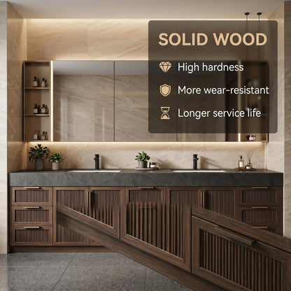 68” - 96”Modern Floating Double Vanity with Dark Stone Top