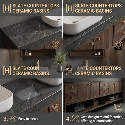 68''-96'' Modern Floating Vanity with Dark Walnut Finish