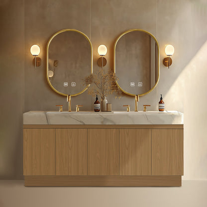 68” - 96” Spacious Modern Bathroom Vanity Includes Rock Slab Integrated Sink