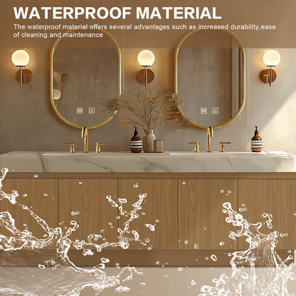 68” - 96” Spacious Modern Bathroom Vanity Includes Rock Slab Integrated Sink