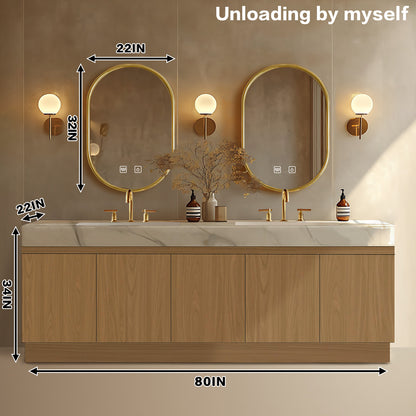 68” - 96” Spacious Modern Bathroom Vanity Includes Rock Slab Integrated Sink