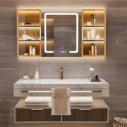 36"- 78" Bathroom Vanity with Glass Door Mirror Cabinet and Sink