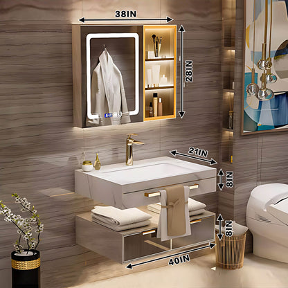 36"- 78" Bathroom Vanity with Glass Door Mirror Cabinet and Sink