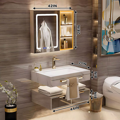 36"- 78" Bathroom Vanity with Glass Door Mirror Cabinet and Sink