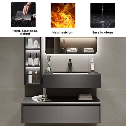 36"- 48" Bathroom Vanity with Multilayer Solid Wood & Marble Countertop and Basin