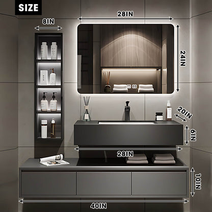 36"- 48" Bathroom Vanity with Multilayer Solid Wood & Marble Countertop and Basin