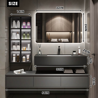 36"- 48" Bathroom Vanity with Multilayer Solid Wood & Marble Countertop and Basin
