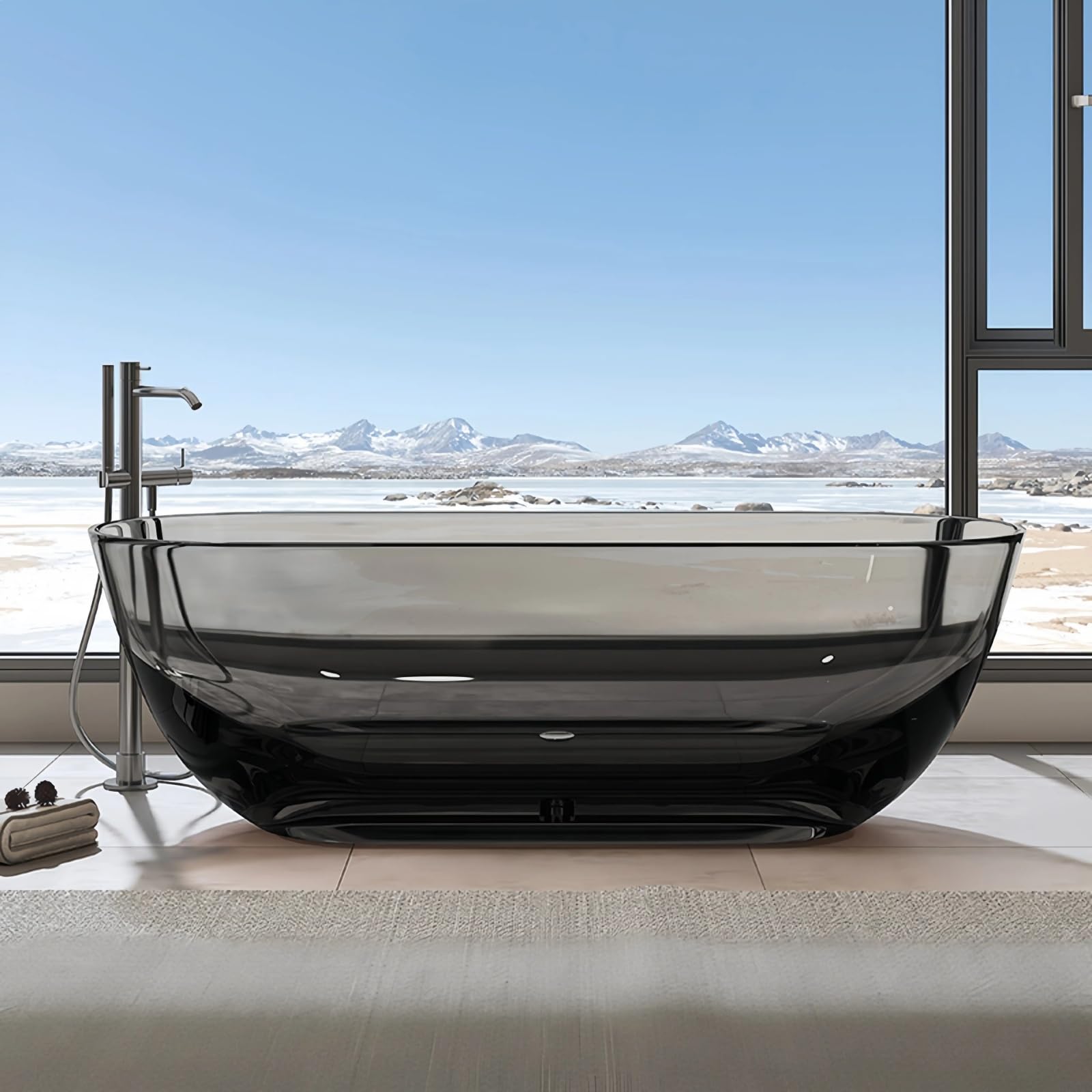 59'' Freestanding Bathtubs with Modern Oval Design,Multiple Colors