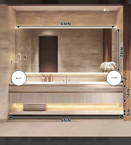 56"- 78" Solid Wood Double Sink Batrhroom Vanity with Rectangle Defogging Mirror