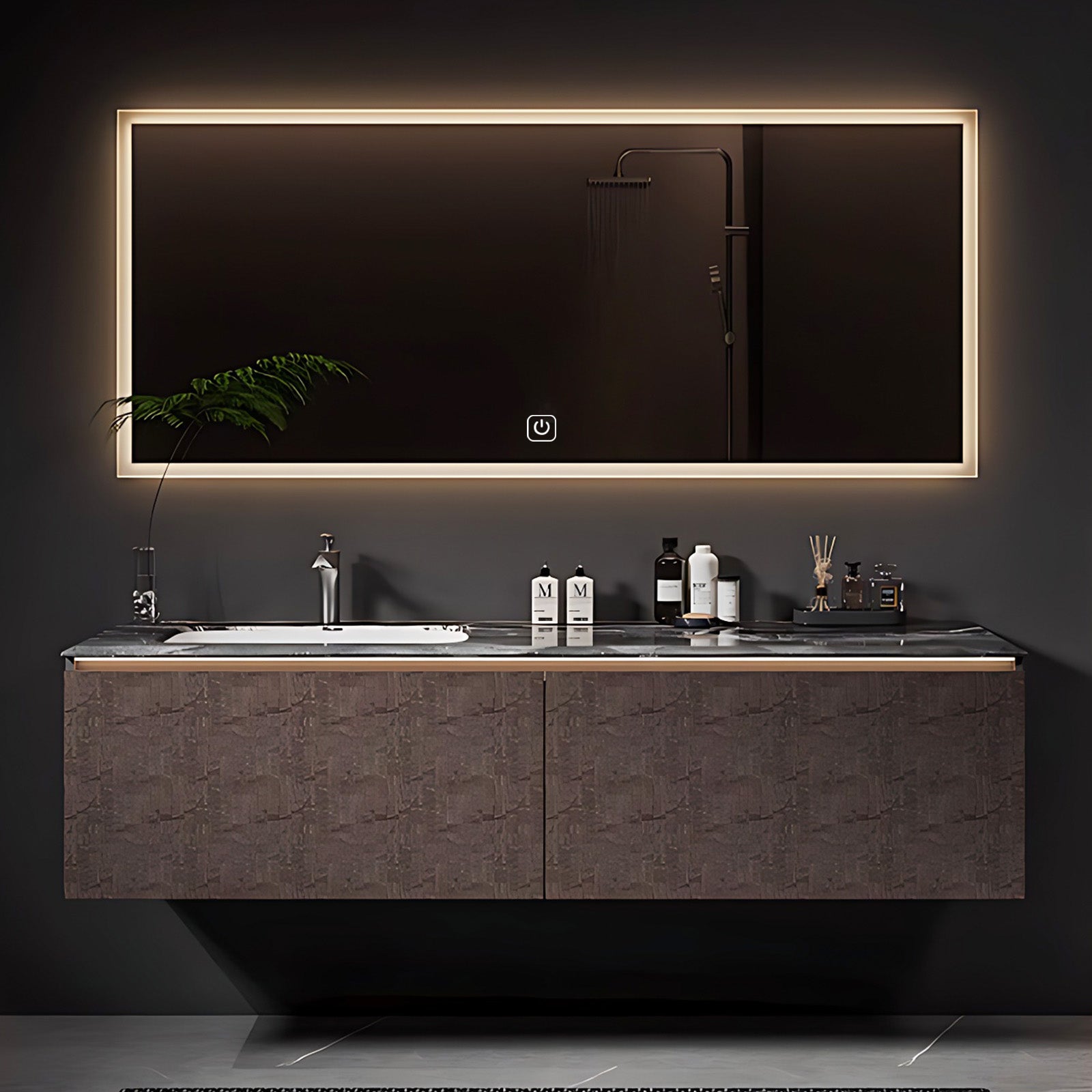 48" - 72High-end Single Sink Bathroom Cabinet Set with Smart Sensor Light Strip