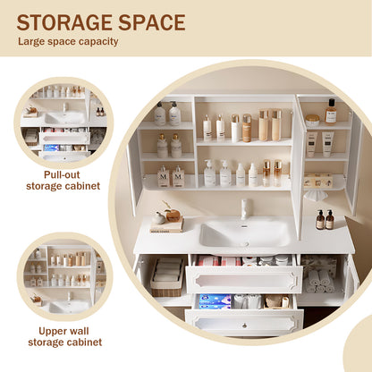 40" - 64"Smart Mirror Cabinet Integrated Countertop Bathroom Cabinet Set