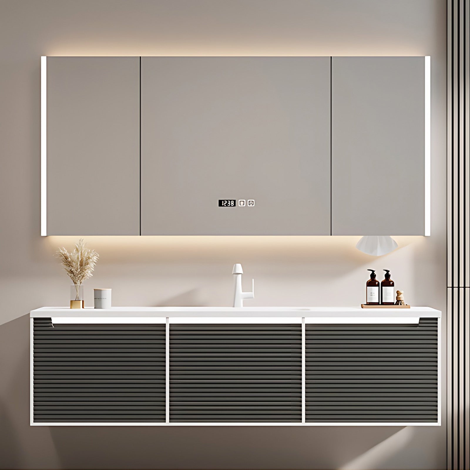 40" - 64" Single Sink Modern Style Bathroom Cabinet Including Smart Mirror Cabinet