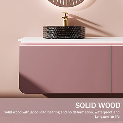 52" - 68"Luxury Modern Double Sink Pink Bathroom Cabinet Vanity