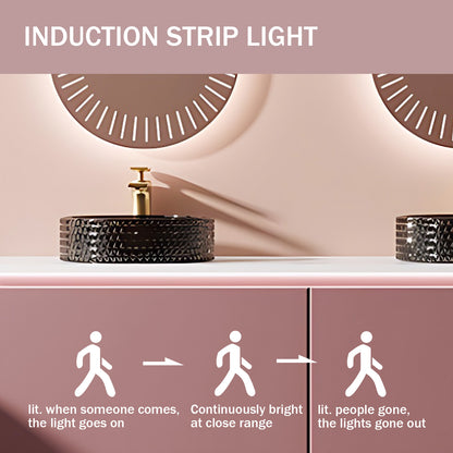 52" - 68"Luxury Modern Double Sink Pink Bathroom Cabinet Vanity