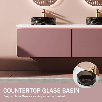 52" - 68"Luxury Modern Double Sink Pink Bathroom Cabinet Vanity