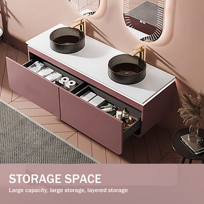 52" - 68"Luxury Modern Double Sink Pink Bathroom Cabinet Vanity