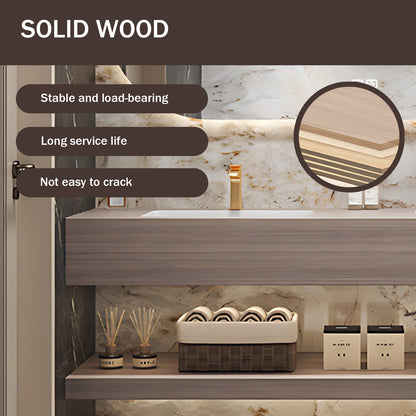 56“ - 78”Modern Style Rock Plate Ceramic Basin Double Sink Bathroom Cabinet Combination