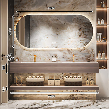 56“ - 78”Modern Style Rock Plate Ceramic Basin Double Sink Bathroom Cabinet Combination