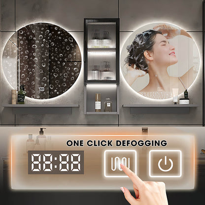 52"- 78" Double Round LED Mirror Bathroom Vanity Set with Double Sink