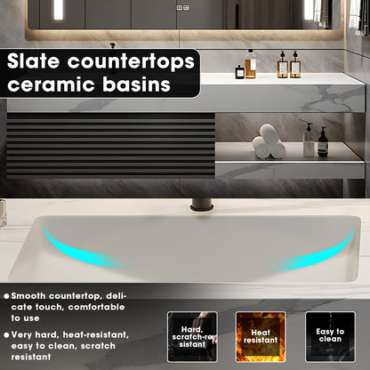 40"- 72" Floating Bathroom Vanity Set with Illuminated Mirror and Sink