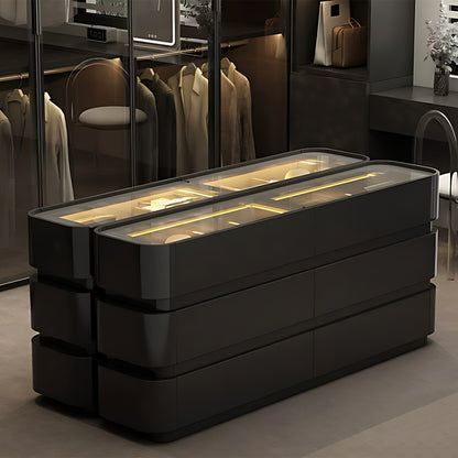 Glass-Top Closet Organizer Black Closet Island