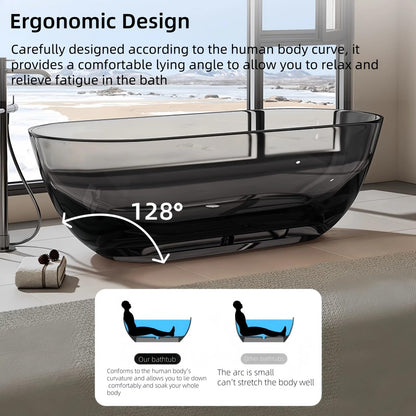 59'' Freestanding Bathtubs with Modern Oval Design,Multiple Colors