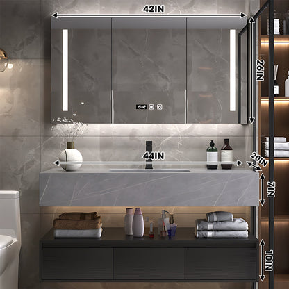 36"- 48" Gray Single Basin Bathroom Vanity Set with Large Storage and Smart Mirror