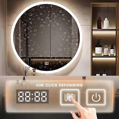 36"- 60" Grey Floating Bathroom Vanity And Single Sink With Round Mirror And Cabinet