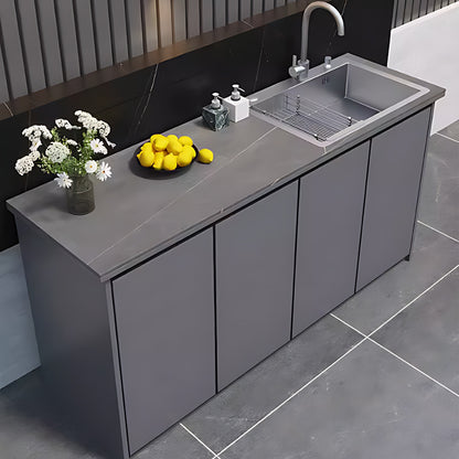 62.99" Outdoor Cabinetry Including Textured Slate Tabletop and Stainless Steel Sink