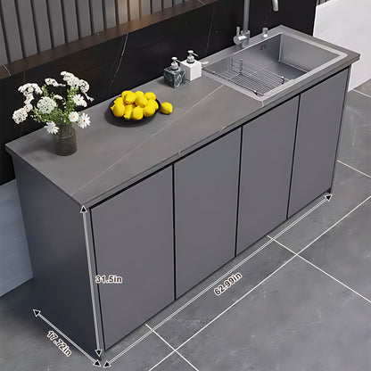 62.99" Outdoor Cabinetry Including Textured Slate Tabletop and Stainless Steel Sink