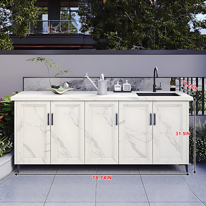 59.05" - 78.74" Outdoor Kitchen Cabinet with Cabinets Including Ceramic Sink