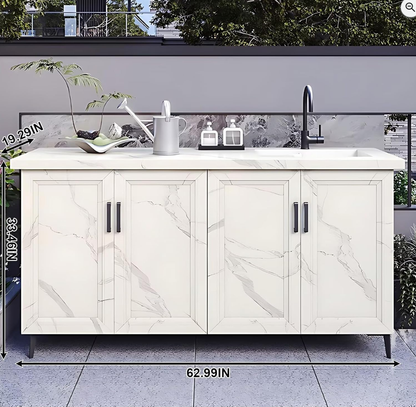 59.05" - 78.74" Outdoor Kitchen Cabinet with Cabinets Including Ceramic Sink