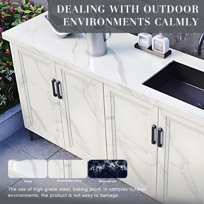 59.05" - 78.74" Outdoor Kitchen Cabinet with Cabinets Including Ceramic Sink