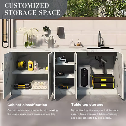 59.05" - 78.74" Outdoor Kitchen Cabinet with Cabinets Including Ceramic Sink