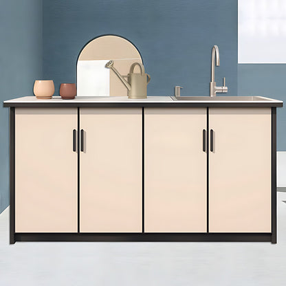 62.99" Outdoor Kitchen Stainless Steel Sink with Black Handles and Slate Countertop