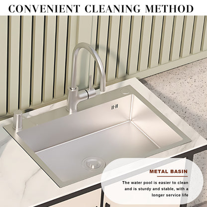 62.99" Outdoor Kitchen Stainless Steel Sink with Black Handles and Slate Countertop