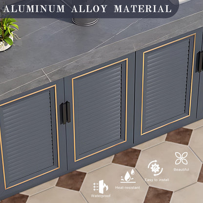 43.3" - 62.99" Outdoor Kitchen Sink Cabinet with Gold Striped Storage Door Surround