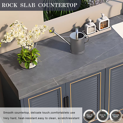 43.3" - 62.99" Outdoor Kitchen Sink Cabinet with Gold Striped Storage Door Surround