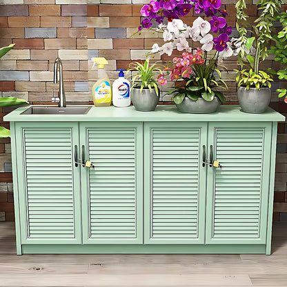 61.02“ Green Aluminum Outdoor Kitchen Stainless Steel Sink Storage Cabinet