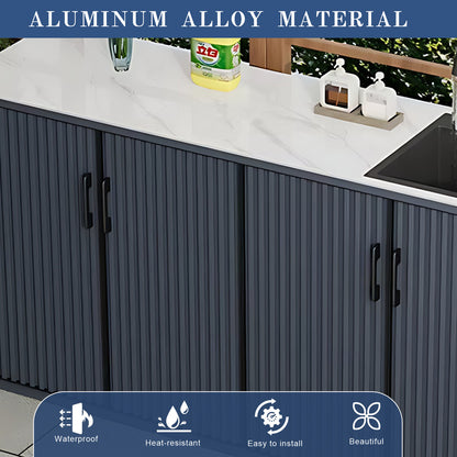 62.99" Slate Countertop Outdoor Sink Cabinet with Aluminum Stripe Door