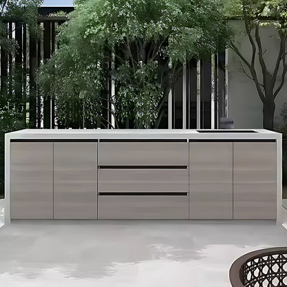 78.74” Gray simple aluminum alloy cabinet door panel outdoor storage cabinet with sink