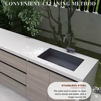 78.74” Gray simple aluminum alloy cabinet door panel outdoor storage cabinet with sink