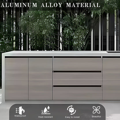 78.74” Gray simple aluminum alloy cabinet door panel outdoor storage cabinet with sink