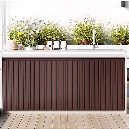 47.27“ - 62.99" Brown Aluminum Outdoor Kitchen Cabinet with Rock Slab Countertop