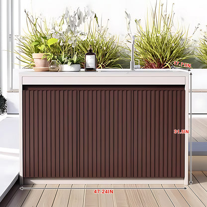 47.27“ - 62.99" Brown Aluminum Outdoor Kitchen Cabinet with Rock Slab Countertop